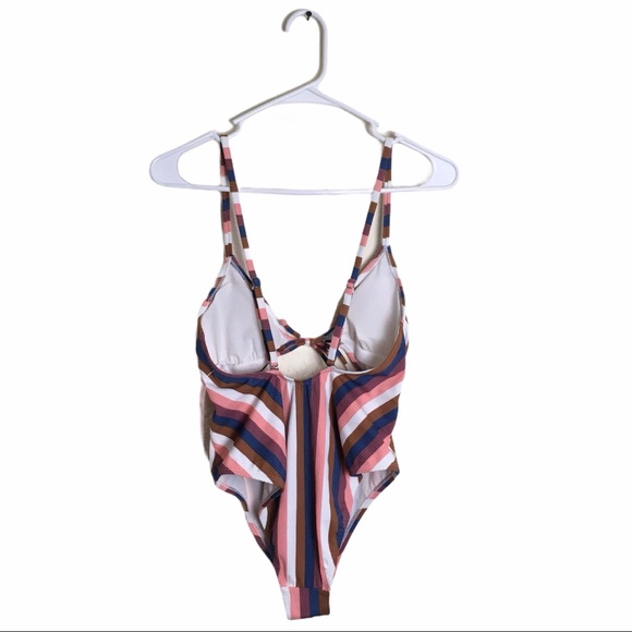 Juniors' Ribbed Tie-Front One Piece Swimsuit NWT - Picture 6 of 7